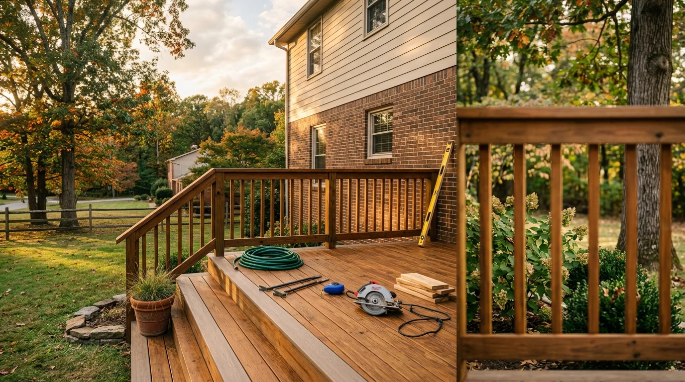 Custom wood deck built by Nest Construction near Knoxville, Tennessee
