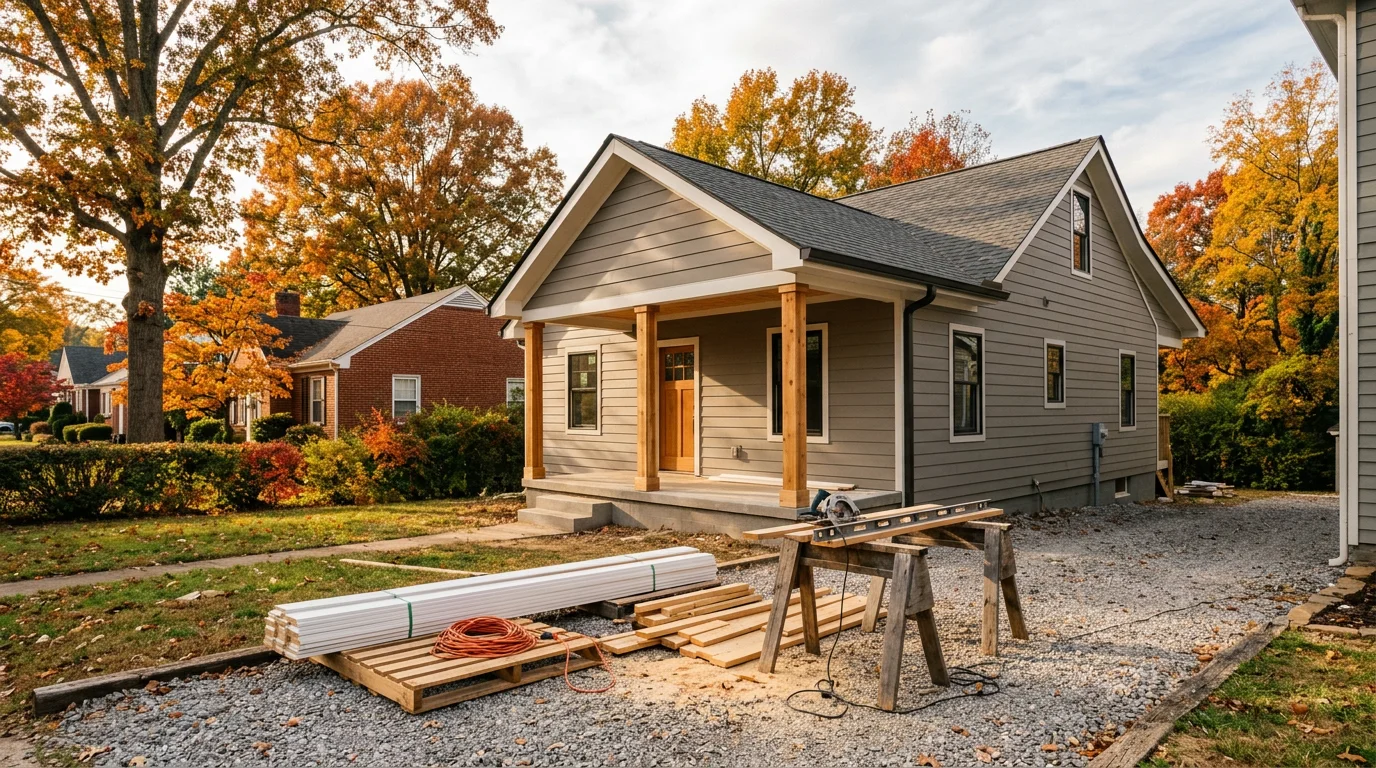 Nest Construction crew working on a home addition in Knoxville, Tennessee